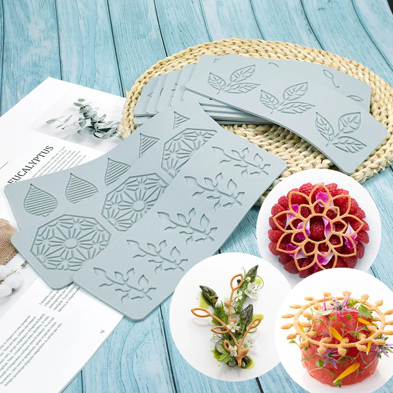 New Various Leaves Geometric Flower Silicone Cake Lace Mold Cake Decorating Tool gallery
