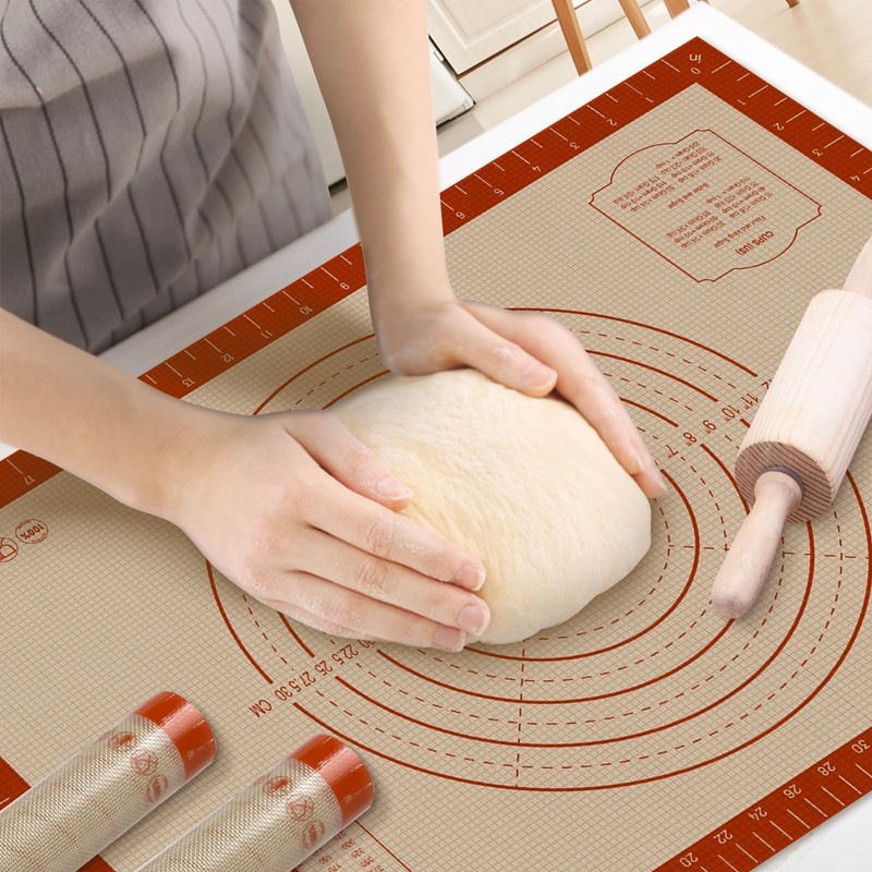 Silicone Pastry Mat, 16″ x 24″ Baking Mat for 24″L x 16″W, Red