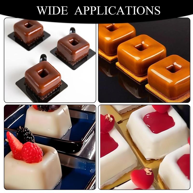 Chocolate Square Silicone Molds for Baking, Savarin Pan Mousse Cupcake 2 Pack... gallery