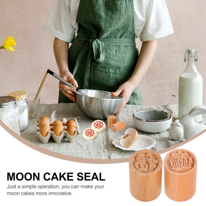 2PCS Wooden Mooncake Mold Creamer Pitcher Autumn Festival Tools Cookie Stamps gallery