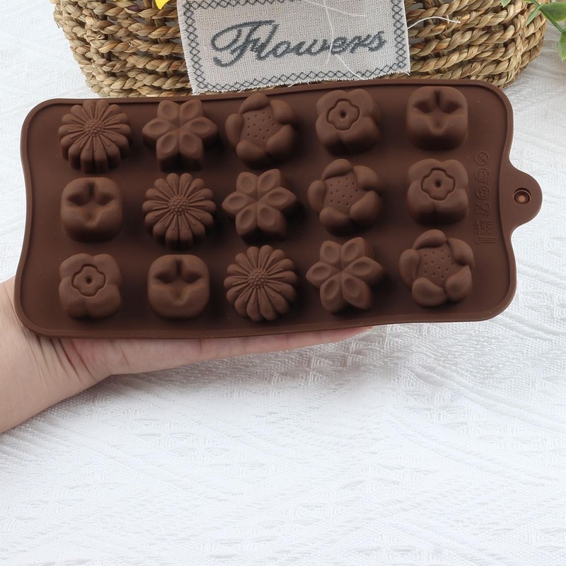 15 Cavity Flower Silicone Chocolate Molds Candy Cake Decoration Baking DIY gallery