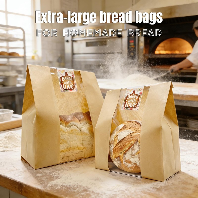 16x10x5 inch Extra Large Paper Bread Bags for Homemade Bread with Window & St... gallery