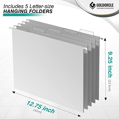 Hanging File Organizer, Letter-Size File Holder with 5 With 5 Grey Folders gallery