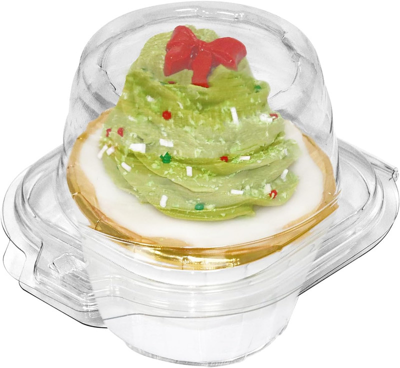 WIKDAY 50 Pcs Individual Cupcake Containers, Clear Plastic Cupcake Holders with