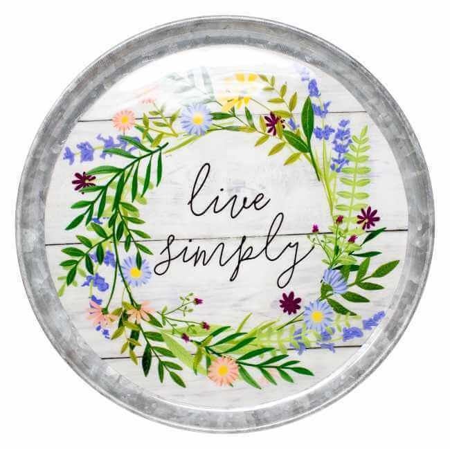 Boston Warehouse 12″ Galvanized Cake Stand with Wooden Base, Live Simply