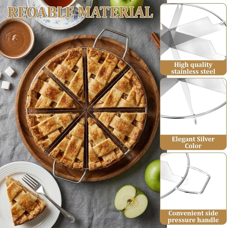 2 Pack Stainless Steel Pie Cutter Press 8 Slice & 7 Slice, Circle Pie Cutter ... gallery