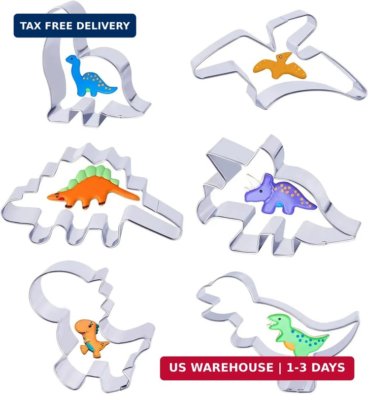 hitsuki Dinosaur Cookie Cutters,Stainless Steel Metal Fun Dino Cookie Cutter for