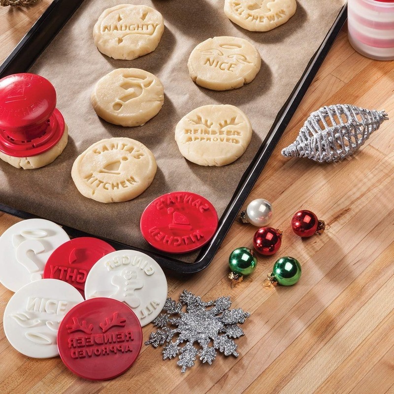Hutzler Santa's Kitchen Holiday-Themed Cookie Stamps, Set of 6 gallery