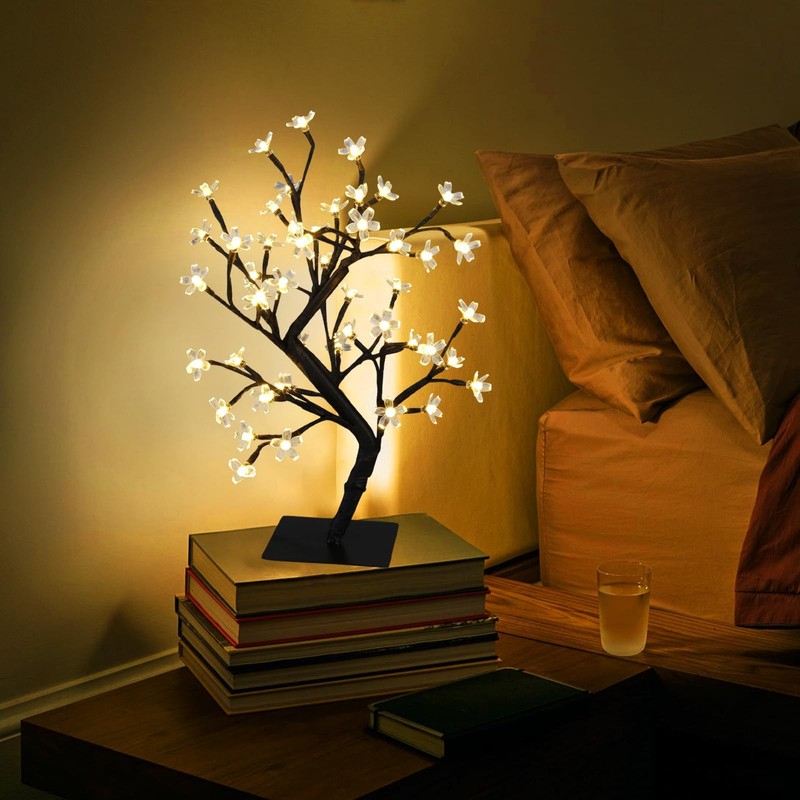 PEIDUO 17.5 Inch Lighted Cherry Blossom Tree, 48 Warm White Lights Plug in Adapt gallery