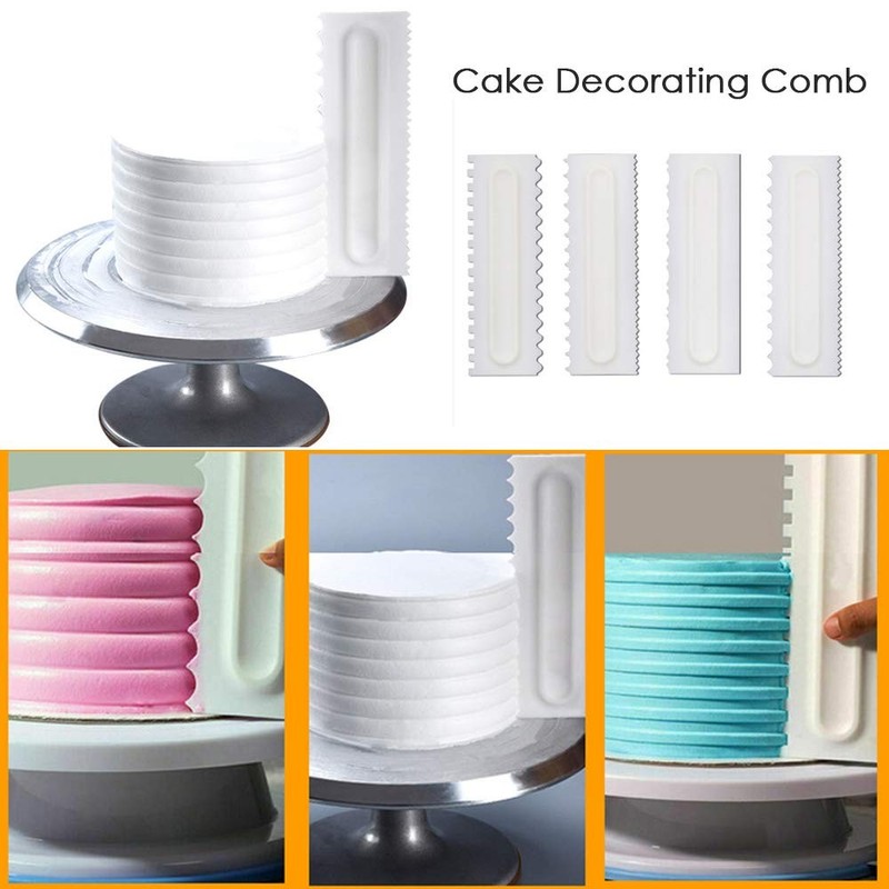 4 PCS Cake Scraper Decorating Set Plastic Sawtooth Comb Mousse Icing Smoother gallery
