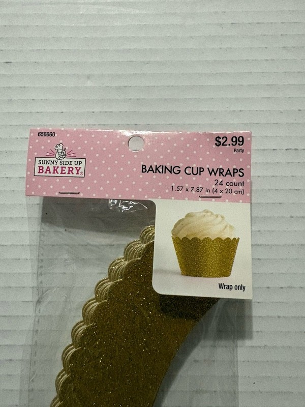 Baking Cup Wraps Glittering Gold New In Package Pack Of 24 gallery