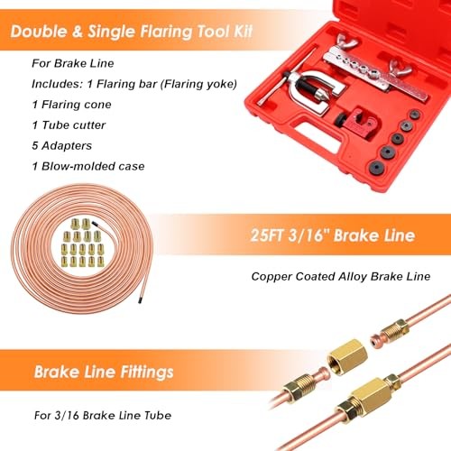 25 ft 3/16inch Copper Coated Brake Line Kit(Includes 24 Fittings and 4 Unions) gallery