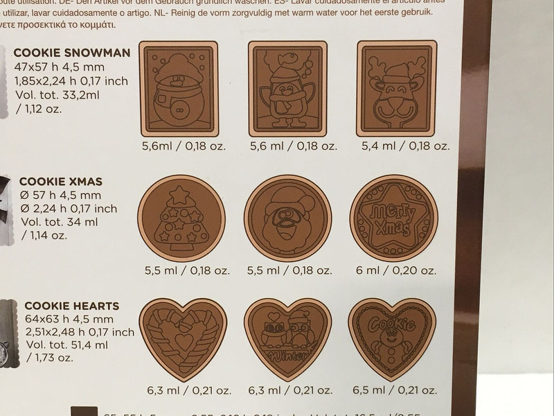 SILIKOMART COOKIE CHOC ASSORTED FULL TRAY HEART, CHRISTMAS & SNOWMAN/ ITALY 0584 gallery