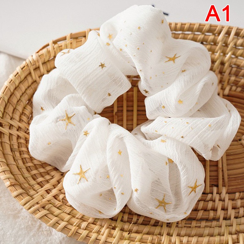 Women Girls Sweet Bright Print Elastic Hair Rubber Bands Ponytail HolderABA Kic