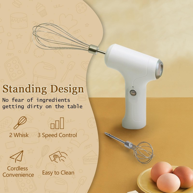Cordless Hand Mixer, Handheld Electric Whisk with 3 Speed Modes, Hand Held Eg... gallery