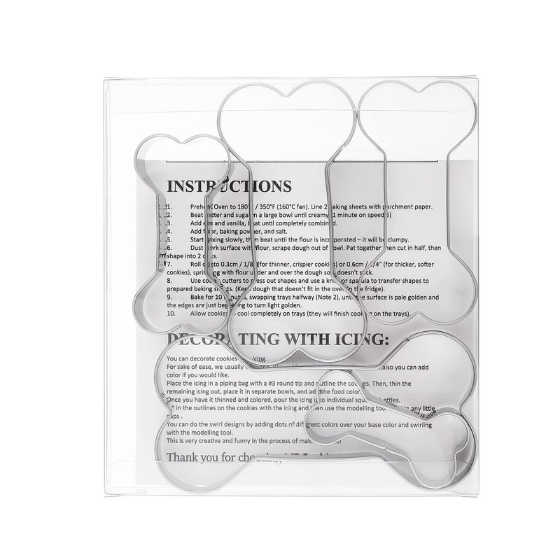 MrCookie Dog Bone Cookie Cutters Set,Stainless 2.32'',2.99'',3.88'',4.17'',4.8'' gallery