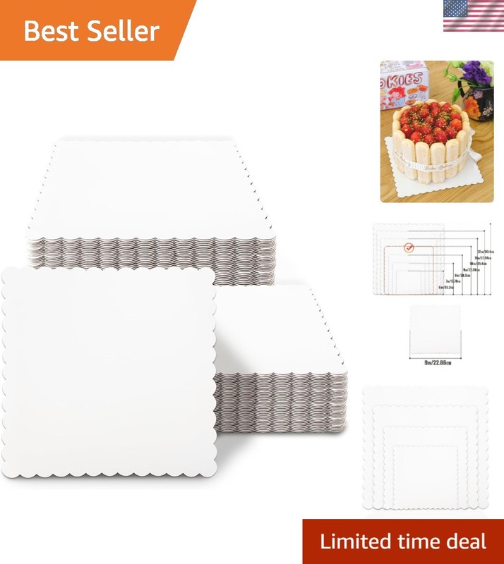 White 9 Inch Wave Cake Boards – 15 Pack of Food-Grade Sturdy Disposable Bases