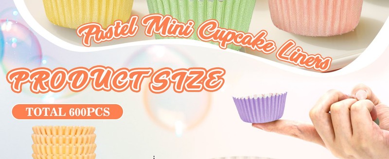 600Pcs Pastel Mini Cupcake Liners Colorful Baking Cups Pink Blue Purple Yellow gallery