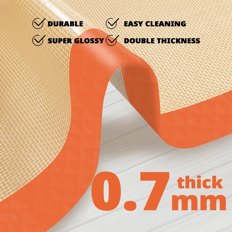 Silicone Baking Mat Set of 3, 3 Pcs (2 Half & 1 Quarter Sheets), Orange gallery