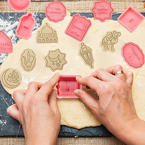 16-Piece Ramadan Cookie Cutter Set - Eid Mubarak Plunger Stamps, Moon & Star Mol gallery