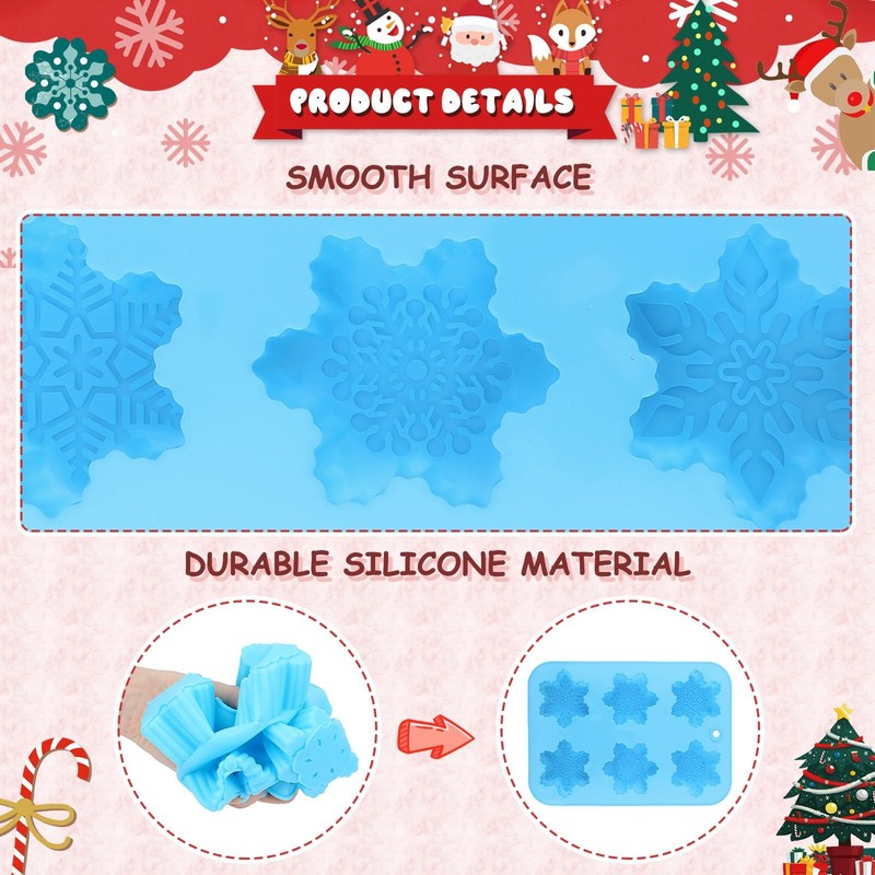 Snowflake Molds, 3Pcs Christmas Silicone Cake Trays 3D Snowflake Cookie Soap ... gallery