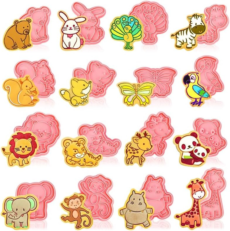16-Piece Animal Cookie Cutter Set for Baking and Crafting Fun