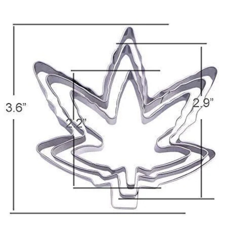 NEW Marijuana Pot Leaf Cannabis Shaped Cookie Cutter 3 Piece Set Stainless Steel gallery