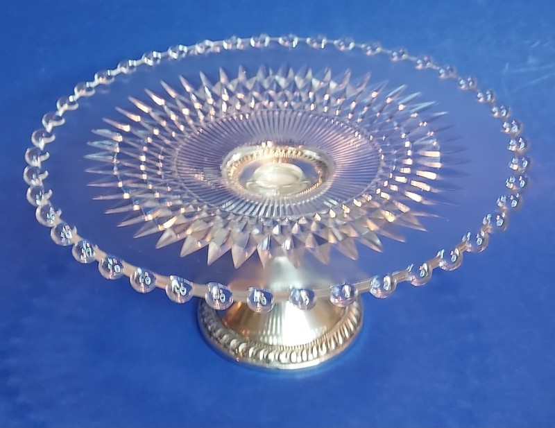 Vintage Duchin Sterling Glass Mini Cake Plate Petit Four, Sweets, Bon Bon Stand gallery
