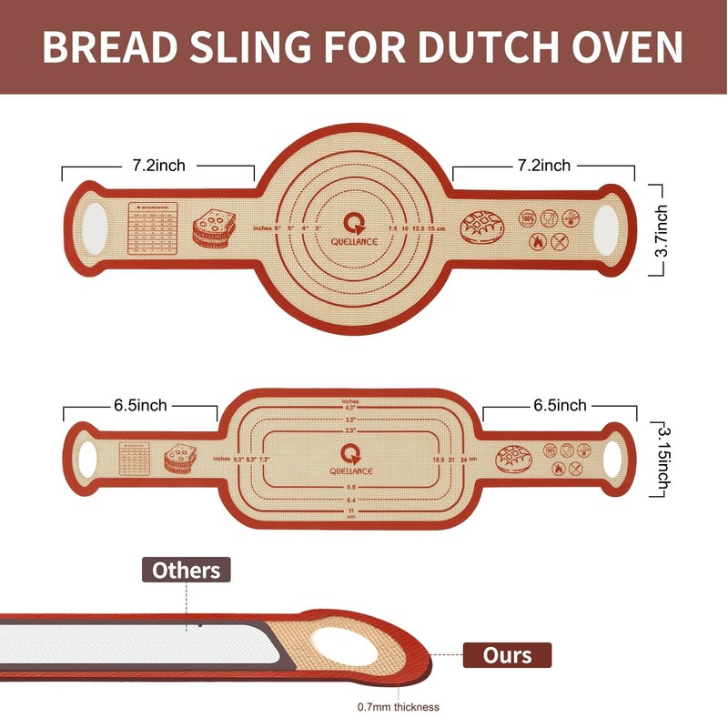 Silicone Sourdough Bread Sling Mat - 2Set Oval Round 2Pcs Oval+Round Red, Red gallery