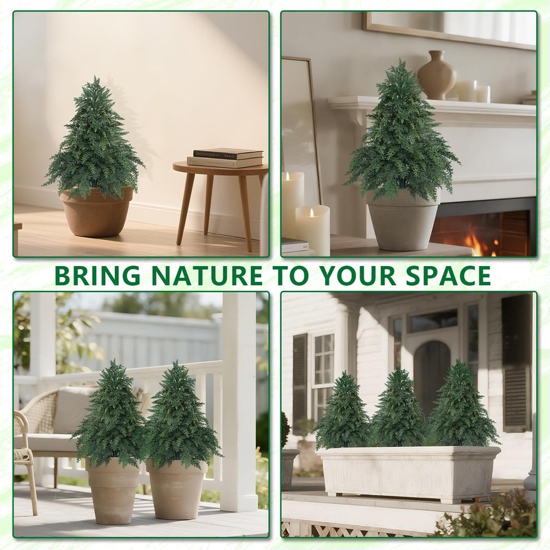 Artificial Cypress Topiary Cedar Trees with Ground Spike, 2 Pieces Fake Pine Shr gallery