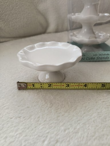 White Ceramic Round CUPCAKE Pedestals (set of 4) 4 " Dia. (2 Sets Available) gallery