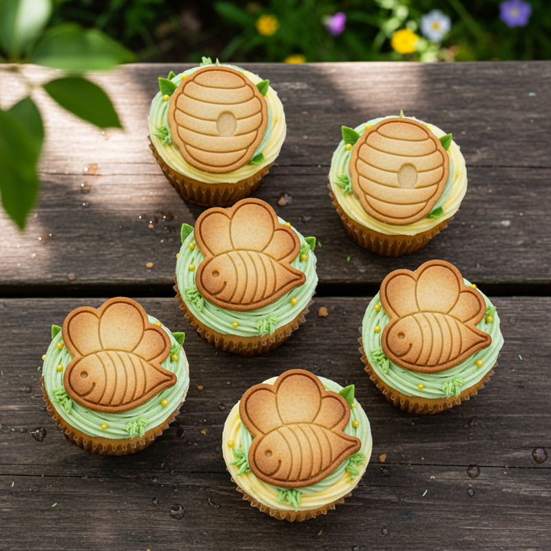 Bee Happy - Mini 2" Cookie Cutter & Stamp Set - Cute Bee & Bee Hive Design gallery