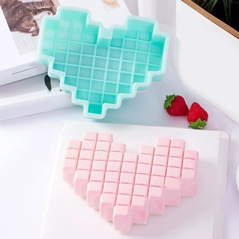 Pixel Heart Shape Silicone Molds Mousses Cake Molds Homes Baking Making gallery