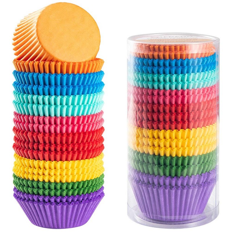 Bright Rainbow Standard Cupcake Liners Solid Colorful Paper Baking Cups 400-Coun