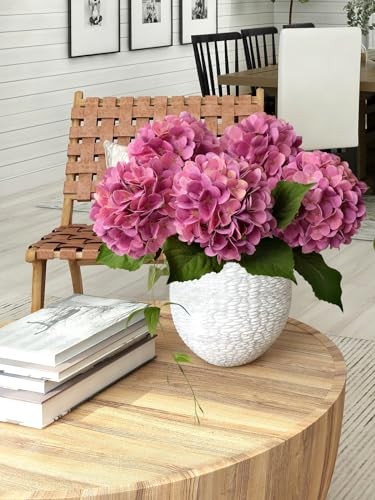 Hydrangea Artificial Flowers 4PCS 19.6 inch Silk Real Touch Latex Magenta gallery