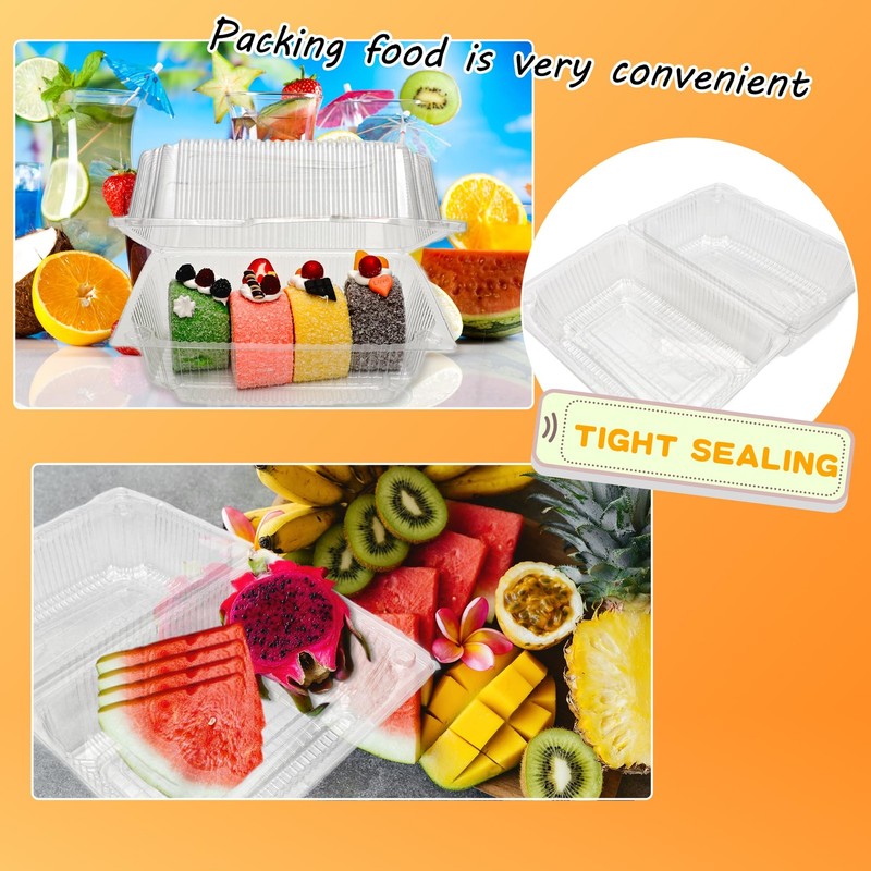 120 Pack 7.28 x 4.92 x 3.82 Inch Clear Plastic Hinged Food Containers Disposa... gallery