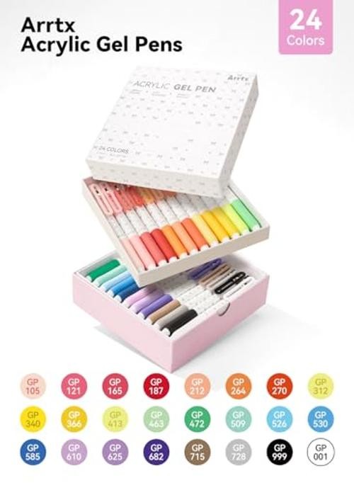 Acrylic Gel Pens 24 Colors, Retractable 0.7mm Fine Tip, High-Capacity Ink, gallery