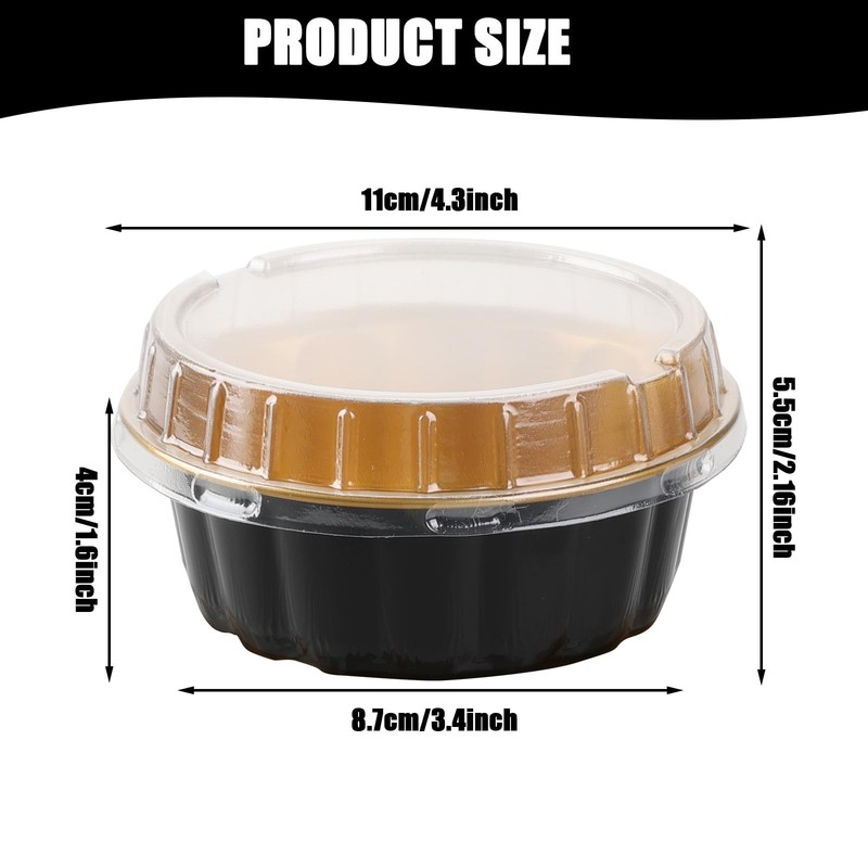 100 Pcs 8 oz Aluminum Foil Cup with Lids Disposable Ramekins with Lids Dispos... gallery