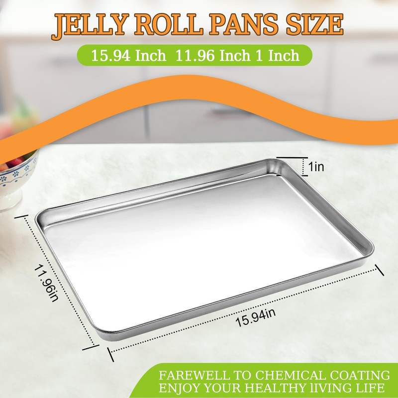 Cekee Stainless Steel Baking Sheet Set Of 2 Cookie Sheet For Baking Pan Tray gallery