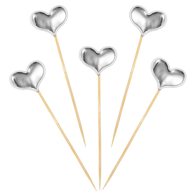 50 Pcs 1.1 x 1.4 Inch Star Birthday Cupcake Toppers, Silver Tone