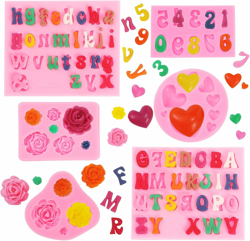 Letter Silicone Mold Alphabet Number Molds Rose Heart Shape Cake Mould for Gummy gallery