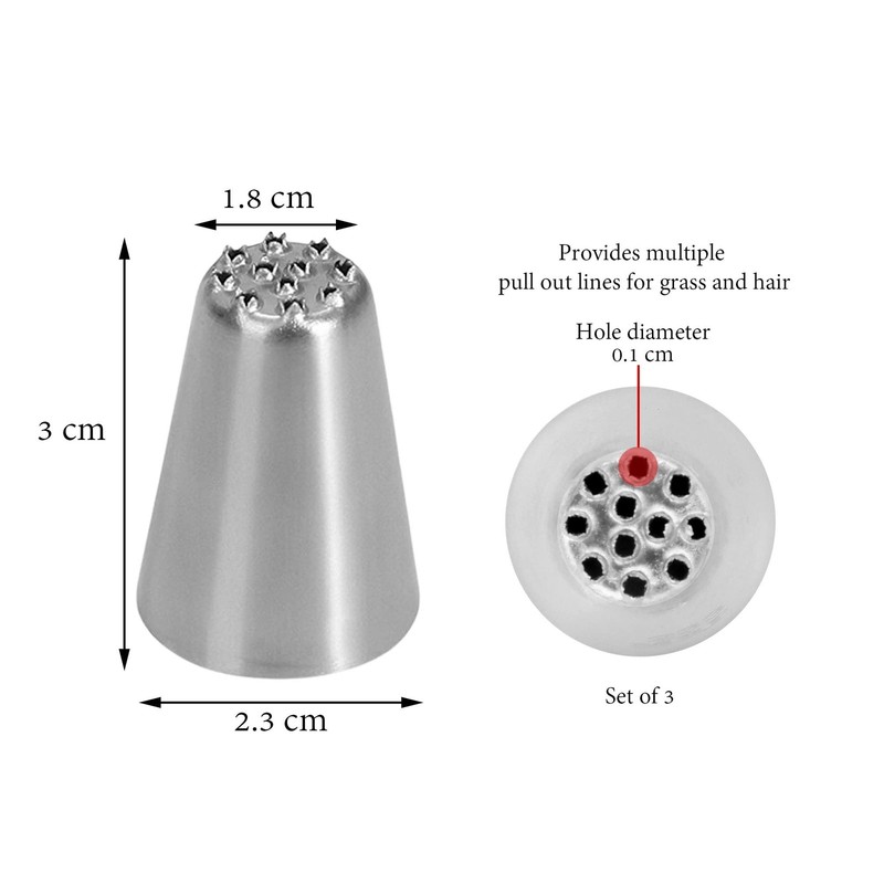 3PCS Stainless Steel Grass Icing Nozzles Set Christmas Cupcake Mousse Cake De... gallery