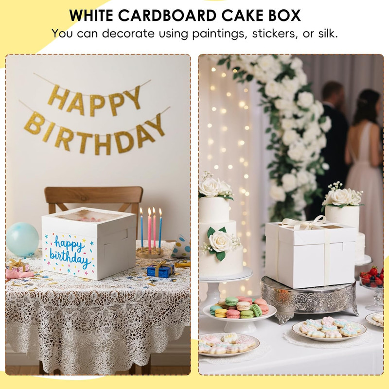 30 Pack Cake Boxes 10 Inch, 10X10X8 Inches White Cake Carrier Bakery Containers, gallery
