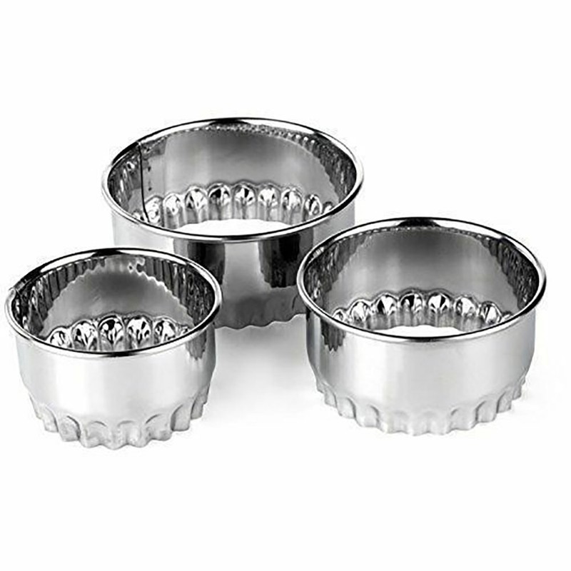 Set Of 3 Stainless-Steel Plain Crinkle Scone Pastry Quiche Tart Cookie Cutters gallery