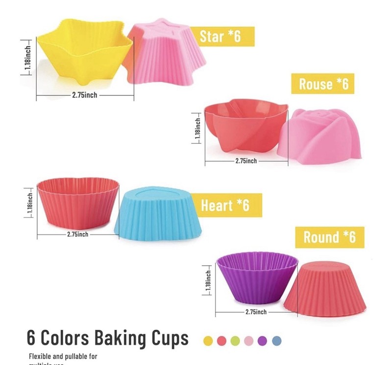 Silicone Cake & Muffin Cupcake Liners –Reusable Baking Cups & Chocolate Mold 48 gallery