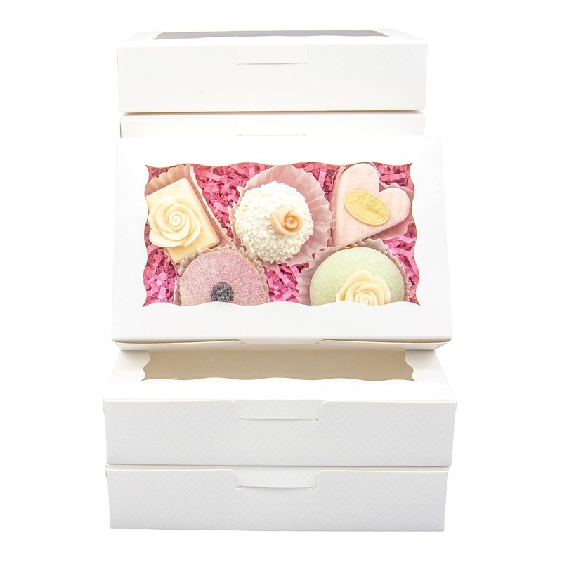 Capkyke 50pcs 7×4.5×1.5 Inches Cookie Boxes with Window White Dessert Boxes P…