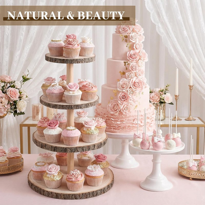 4-Tier Cupcake Stand - Rustic Tiered Dessert Display for Weddings & Parties gallery