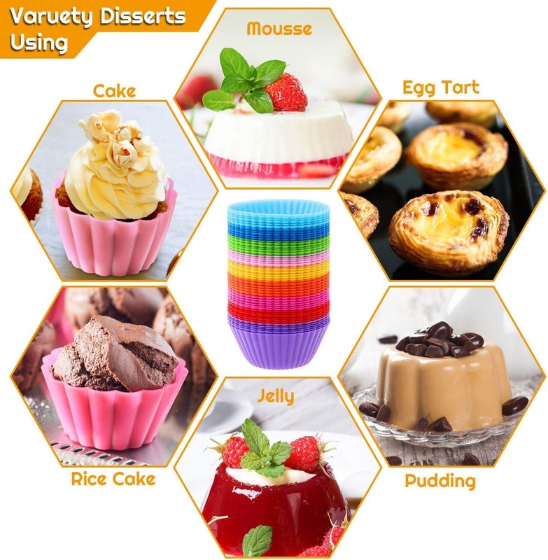 54 Pack Silicone Muffin Cups, Silicone Cupcake Baking Cups Reusable Muffin Li... gallery
