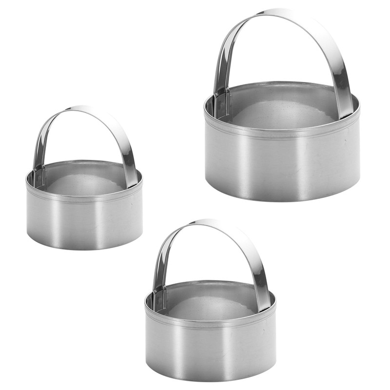Maykito 3 Pieces Round Biscuit Cutter with Handle – Stainless