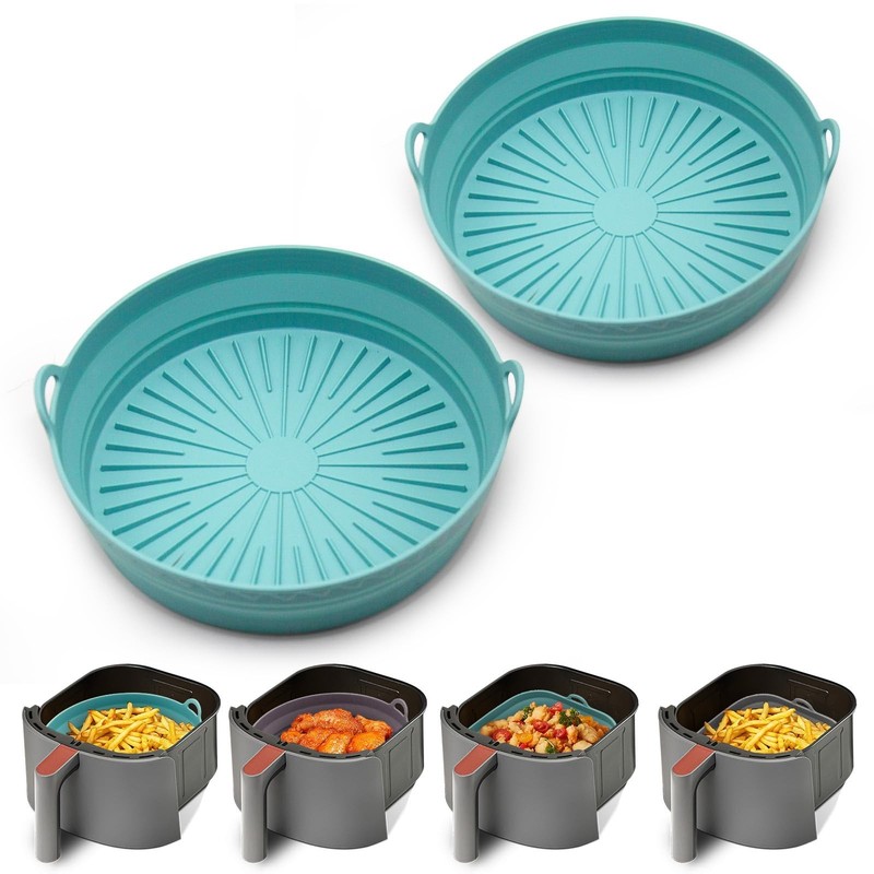 Square Silicone Air Fryer Liners – 8 Inch Reusable Air Fryer Pot，Easy to